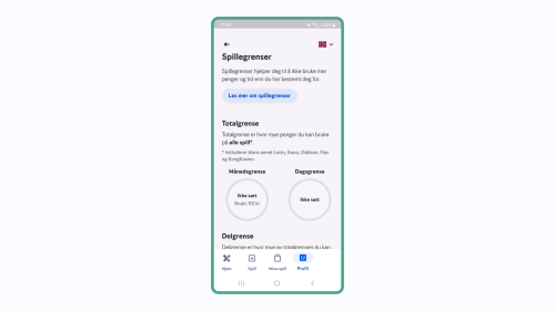 Slik setter du dine egne spillegrenser for første gang på Norsk Tippings app guide image